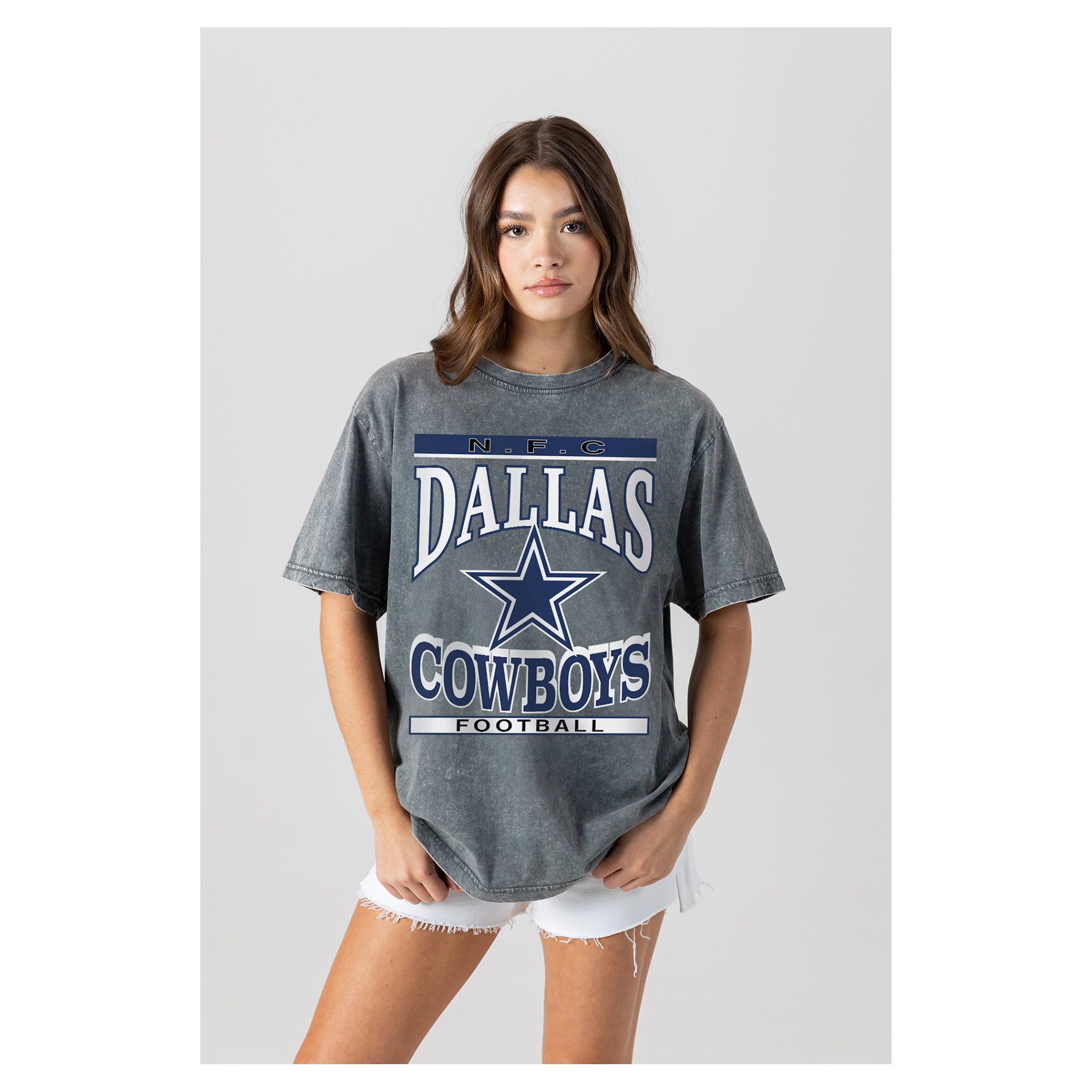 Women's Gameday Couture Gray Dallas Cowboys Oversized Classic Grind Washed T-Shirt