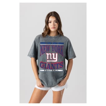 Women's Gameday Couture  Gray New York Giants Oversized Classic Grind Washed T-Shirt