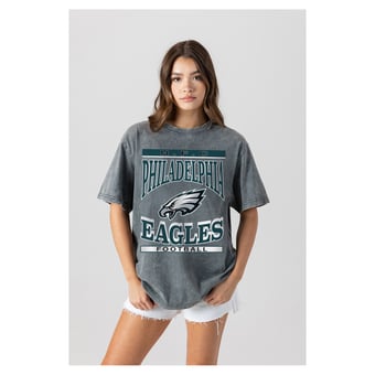 Women's Gameday Couture  Gray Philadelphia Eagles Oversized Classic Grind Washed T-Shirt