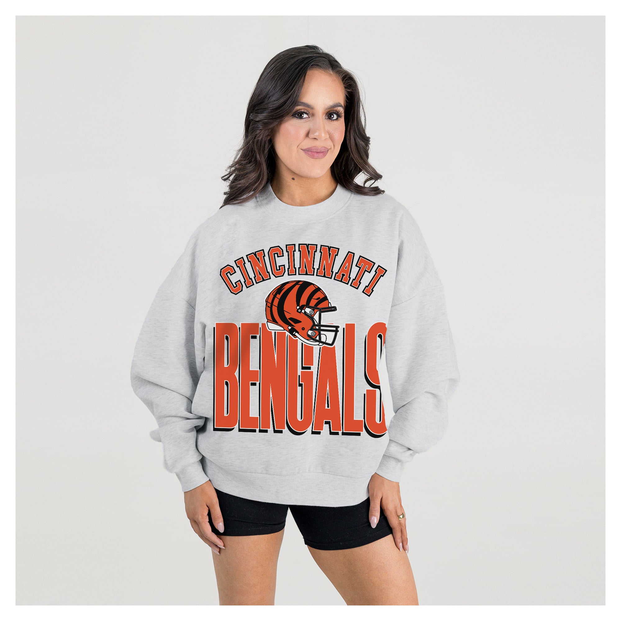 Women’s Gameday Couture Ash Cincinnati Bengals Fierce Focus Premium Oversized Fleece Pullover Sweatshirt Women’s Gameday Couture Ash Cincinnati Bengals Fierce Focus Premium Oversized Fleece Pullover Sweatshirt