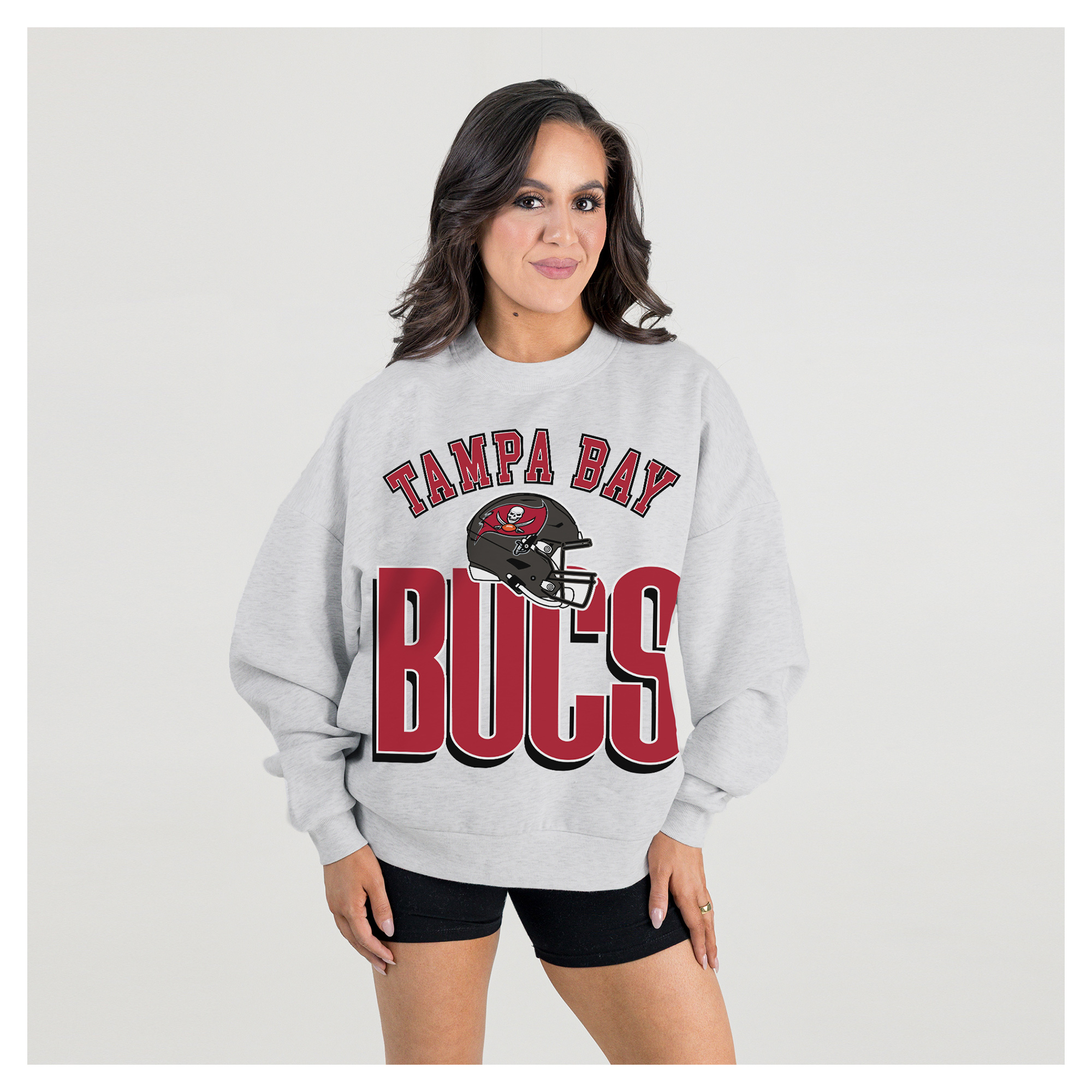 Gameday Couture Women's Ash Tampa Bay Buccaneers Fierce Focus Premium Oversized Fleece Pullover Sweatshirt - Ash