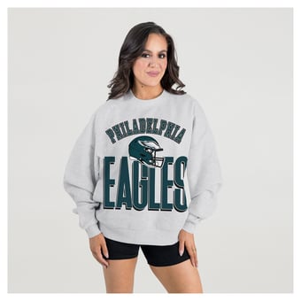 Women's Gameday Couture  Ash Philadelphia Eagles Fierce Focus Premium Oversized Fleece Pullover Sweatshirt