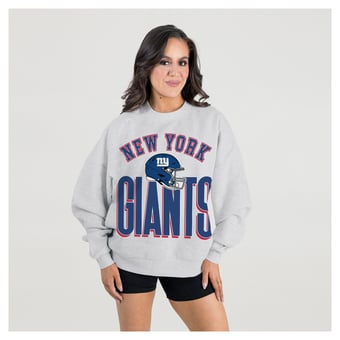 Women's Gameday Couture  Ash New York Giants Fierce Focus Premium Oversized Fleece Pullover Sweatshirt