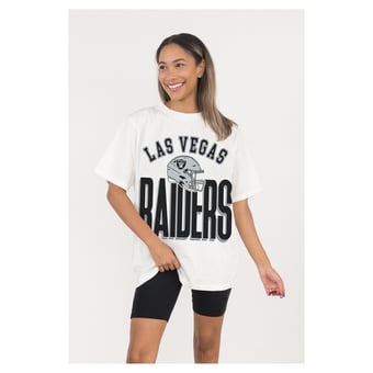 Women's Gameday Couture  White Las Vegas Raiders Oversized Classic Fierce Focus T-Shirt