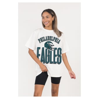 Women's Gameday Couture  White Philadelphia Eagles Oversized Classic Fierce Focus T-Shirt