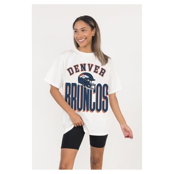 Women's Gameday Couture  White Denver Broncos Oversized Classic Fierce Focus T-Shirt