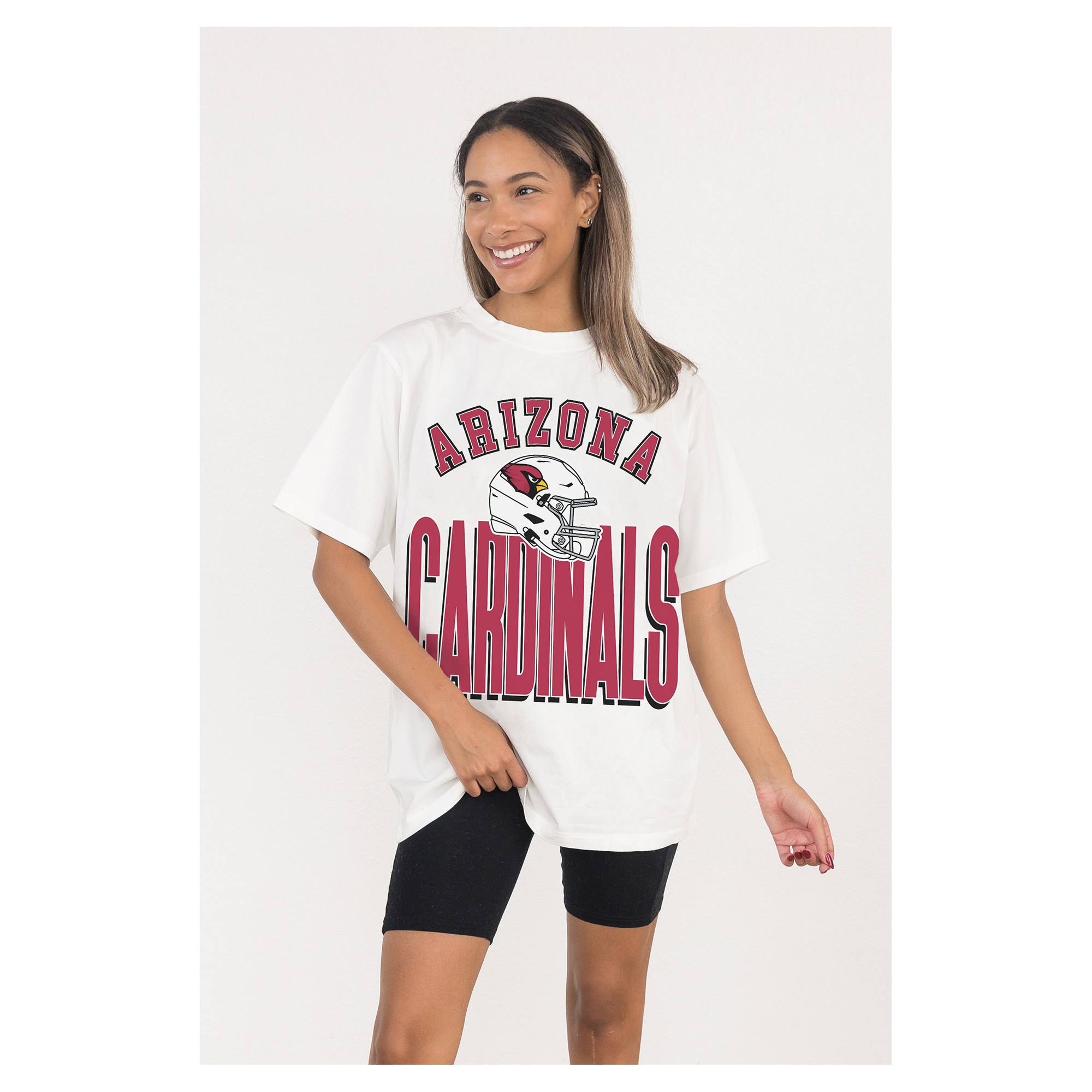 Women's Gameday Couture White Arizona Cardinals Oversized Classic Fierce Focus T-Shirt