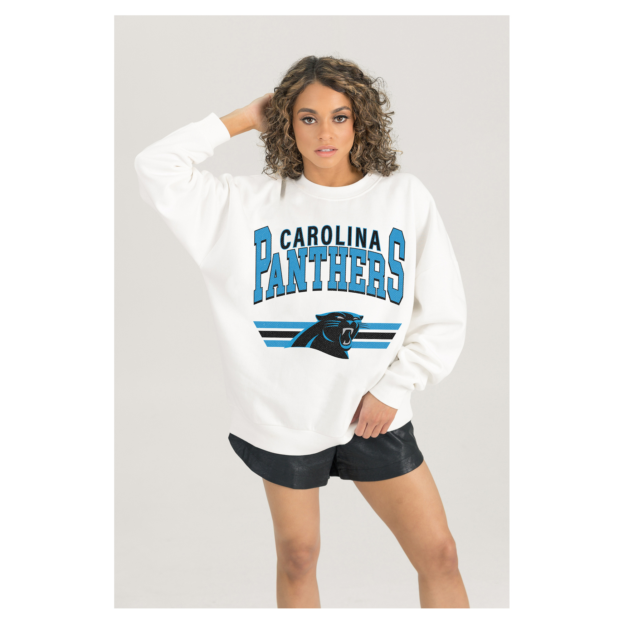 Gameday Couture Women's White Carolina Panthers Swift Strike Premium Oversized Fleece Pullover Sweatshirt - White