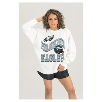 Women's Gameday Couture  White Philadelphia Eagles Oversized Hard Earned Premium Fleece Pullover Sweatshirt