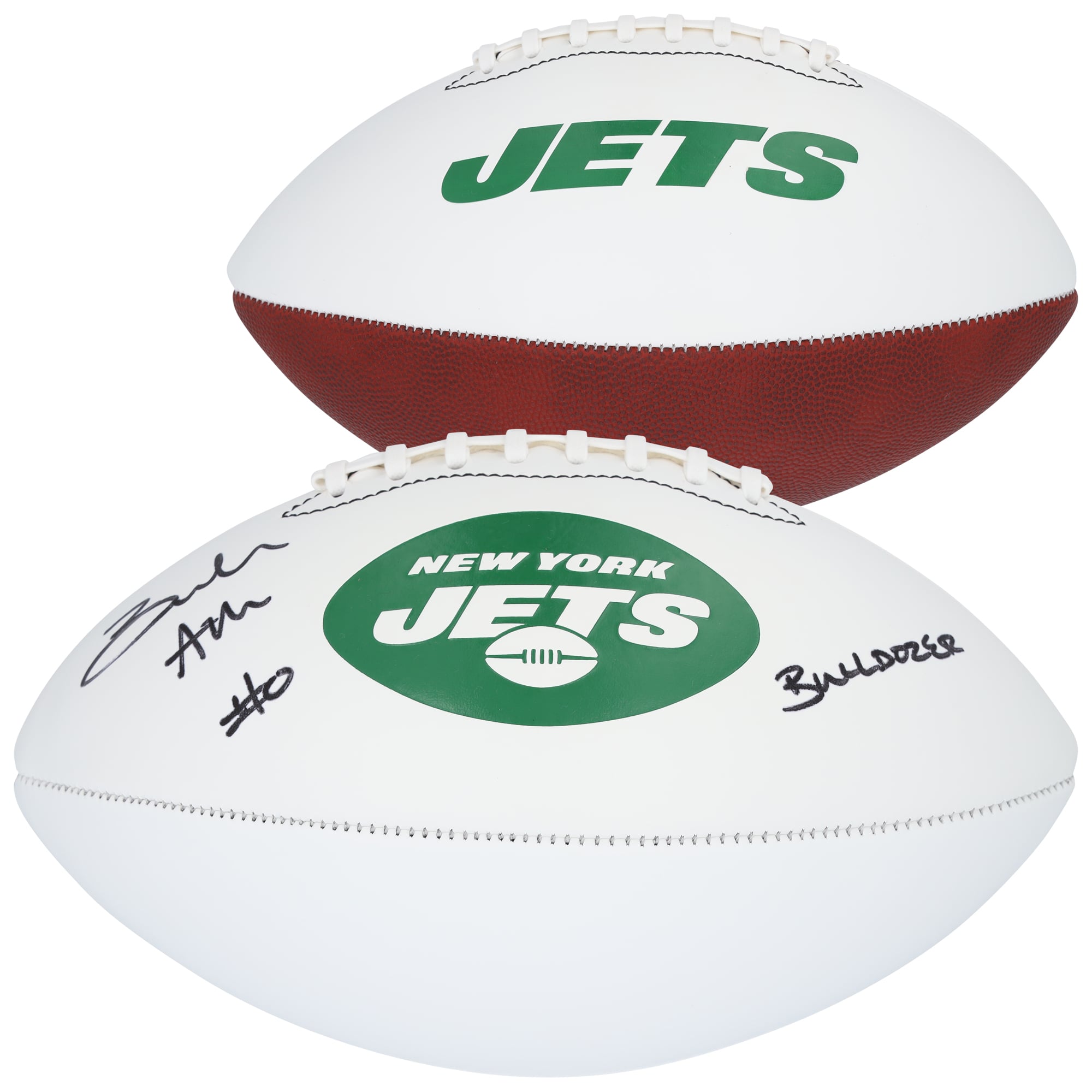 Braelon Allen New York Jets Autographed Franklin White Panel Football with "Bulldozer" Inscription