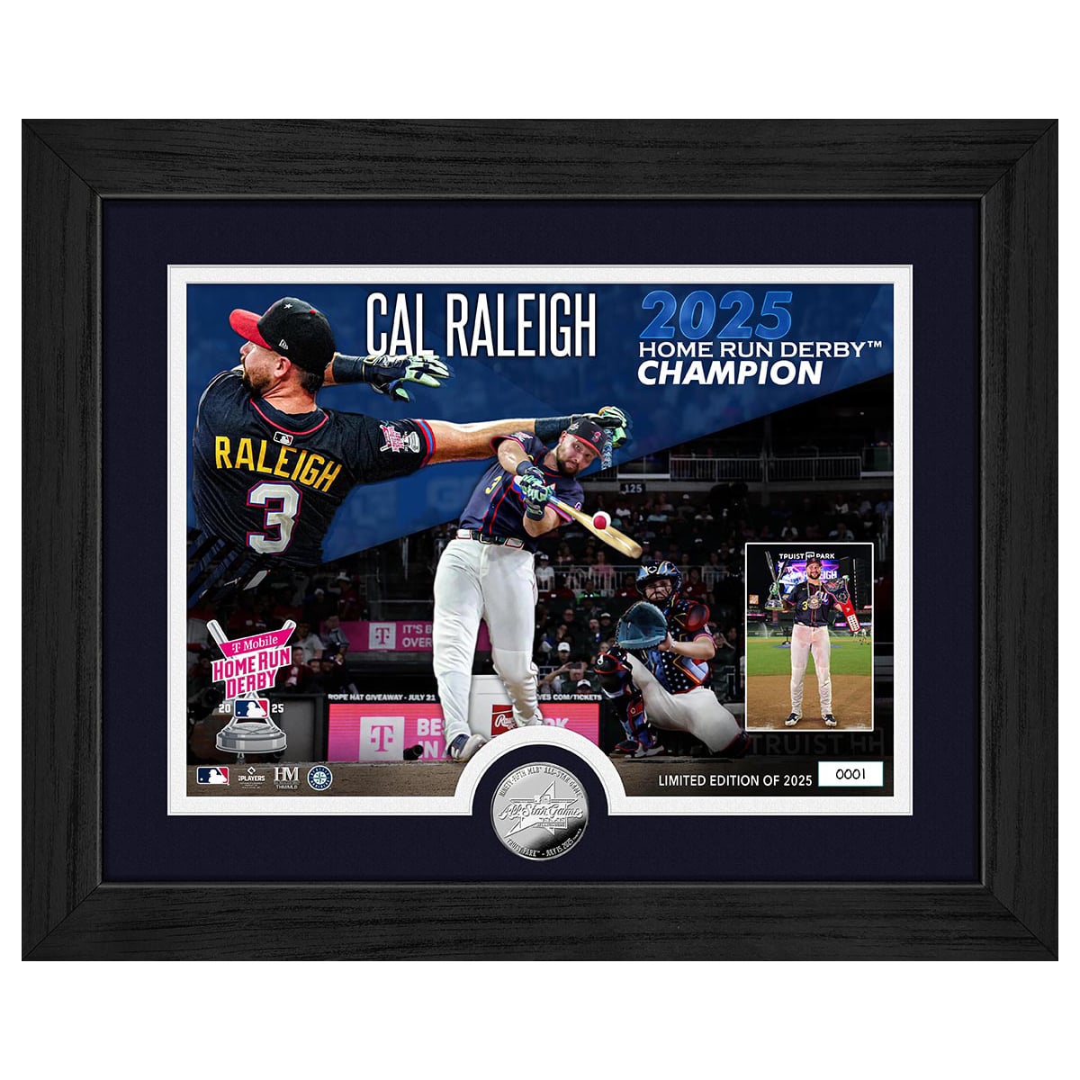 Highland Mint Cal Raleigh Seattle Mariners 2025 Home Run Derby Champion 13" x 16" Silver Coin Photo Mint