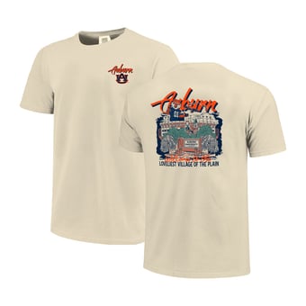 Men's Image One  Natural Auburn Tigers Comfort Colors Hand-Drawn Campus Stack T-Shirt