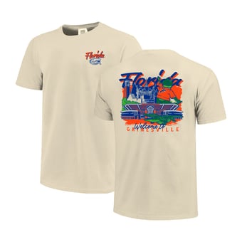 Men's Image One  Natural Florida Gators Comfort Colors Hand-Drawn Campus Stack T-Shirt