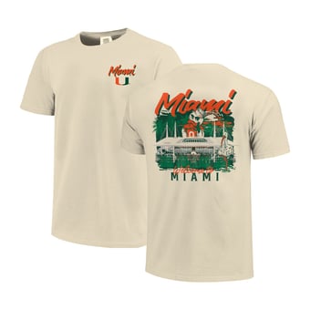 Men's Image One  Natural Miami Hurricanes Comfort Colors Hand-Drawn Campus Stack T-Shirt