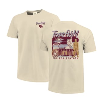 Men's Image One  Natural Texas A&M Aggies Comfort Colors Hand-Drawn Campus Stack T-Shirt