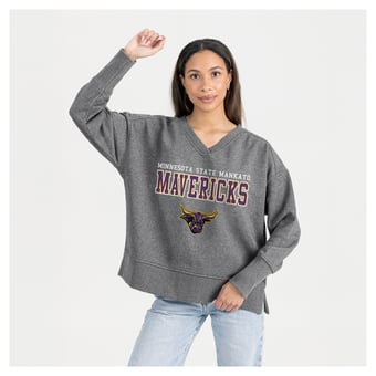 Women's Gameday Couture Gray Minnesota State Mavericks French Terry V-Neck Pullover Sweatshirt