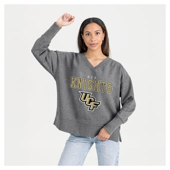 Women's Gameday Couture Gray UCF Knights French Terry V-Neck Pullover Sweatshirt