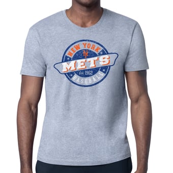 Men's Starter Heather Gray New York Mets Route 66 Team Logo T-Shirt