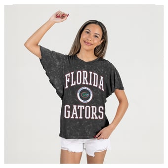 Women's Gameday Couture Black Florida Gators Relaxed Fit Victory Mode Flutter Sleeve T-Shirt