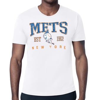 Men's Starter White New York Mets Distressed Logo T-Shirt