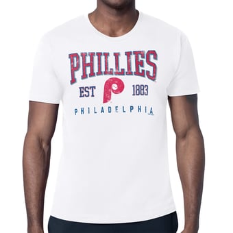 Men's Starter White Philadelphia Phillies Distressed Logo T-Shirt