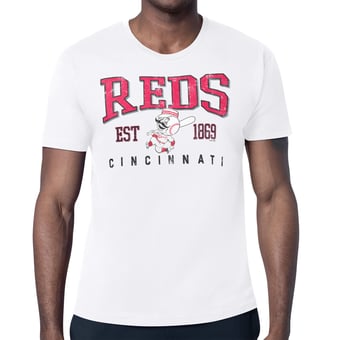 Men's Starter White Cincinnati Reds Distressed Logo T-Shirt