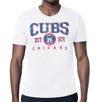 Men's Starter White Chicago Cubs Distressed Logo T-Shirt