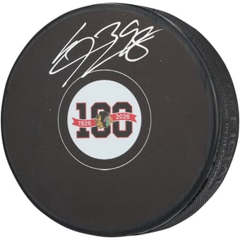 Connor Bedard Chicago Blackhawks Autographed Centennial Hockey Puck