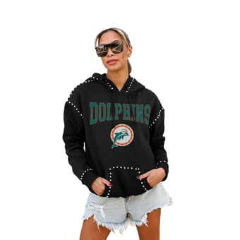 Women's Gameday Couture Black Miami Dolphins Studded Pullover Hoodie
