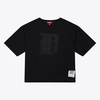 Women's Mitchell & Ness Black Detroit Tigers Cooperstown Collection Phantom Cropped T-Shirt