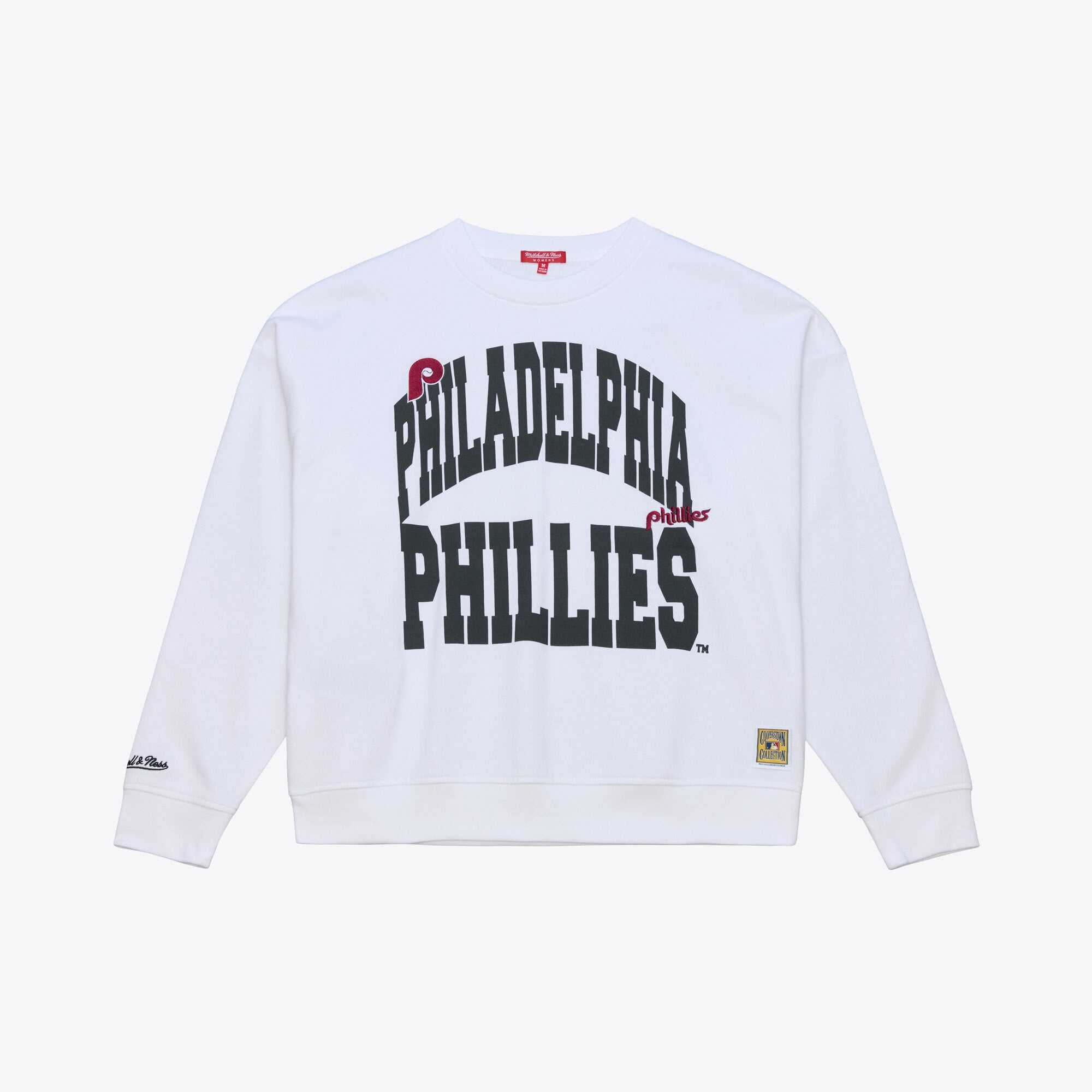 Women's Mitchell & Ness  White Philadelphia Phillies Crewneck Sweatshirt