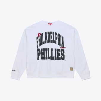 Women's Mitchell & Ness  White Philadelphia Phillies Crewneck Sweatshirt