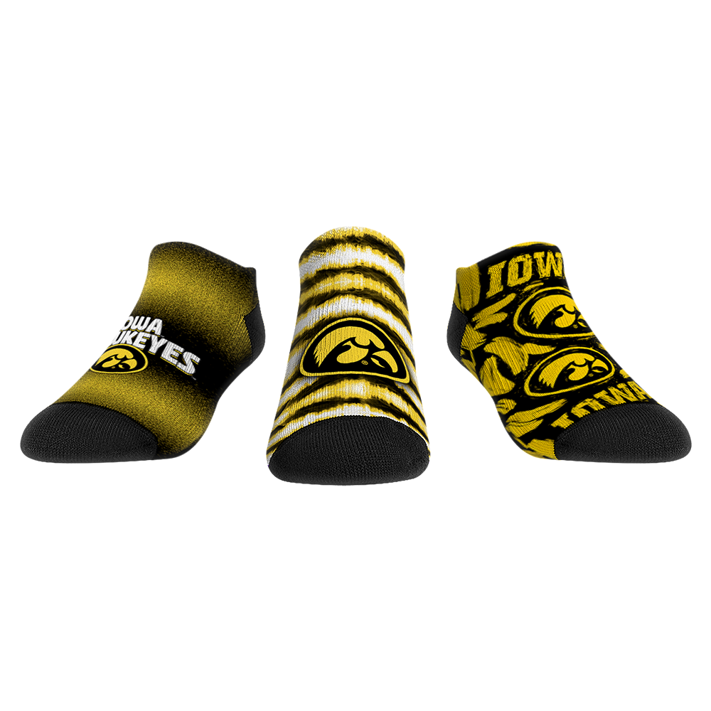 Unisex Rock Em  Black Iowa Hawkeyes Make Some Noise Three-Pack Low-Cut Socks Set