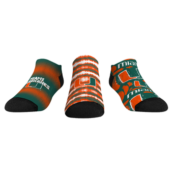 Unisex Rock Em  Green Miami Hurricanes Make Some Noise Three-Pack Low-Cut Socks Set