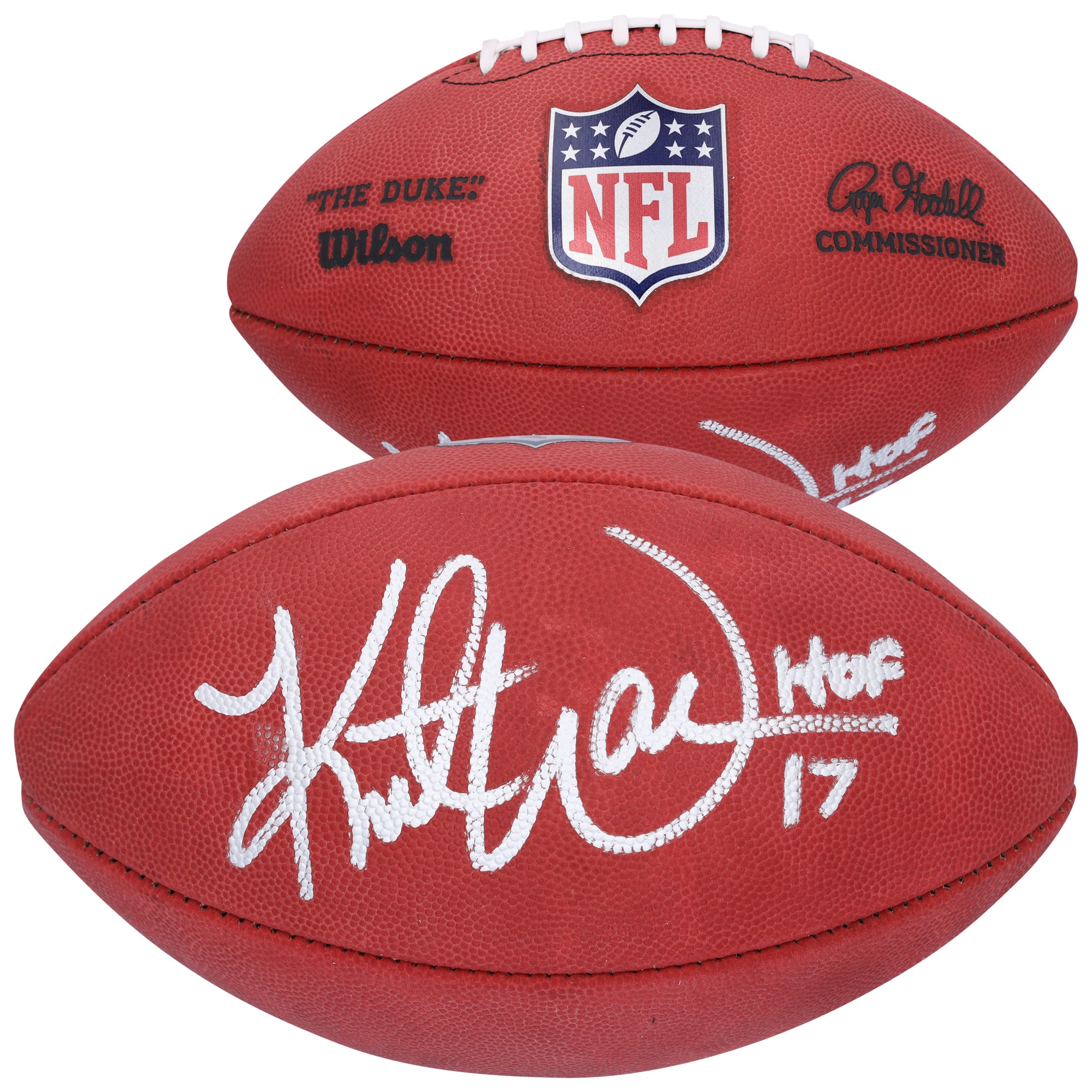 Kurt Warner St. Louis Rams Autographed Duke Full Color Football with "HOF 17" Inscription