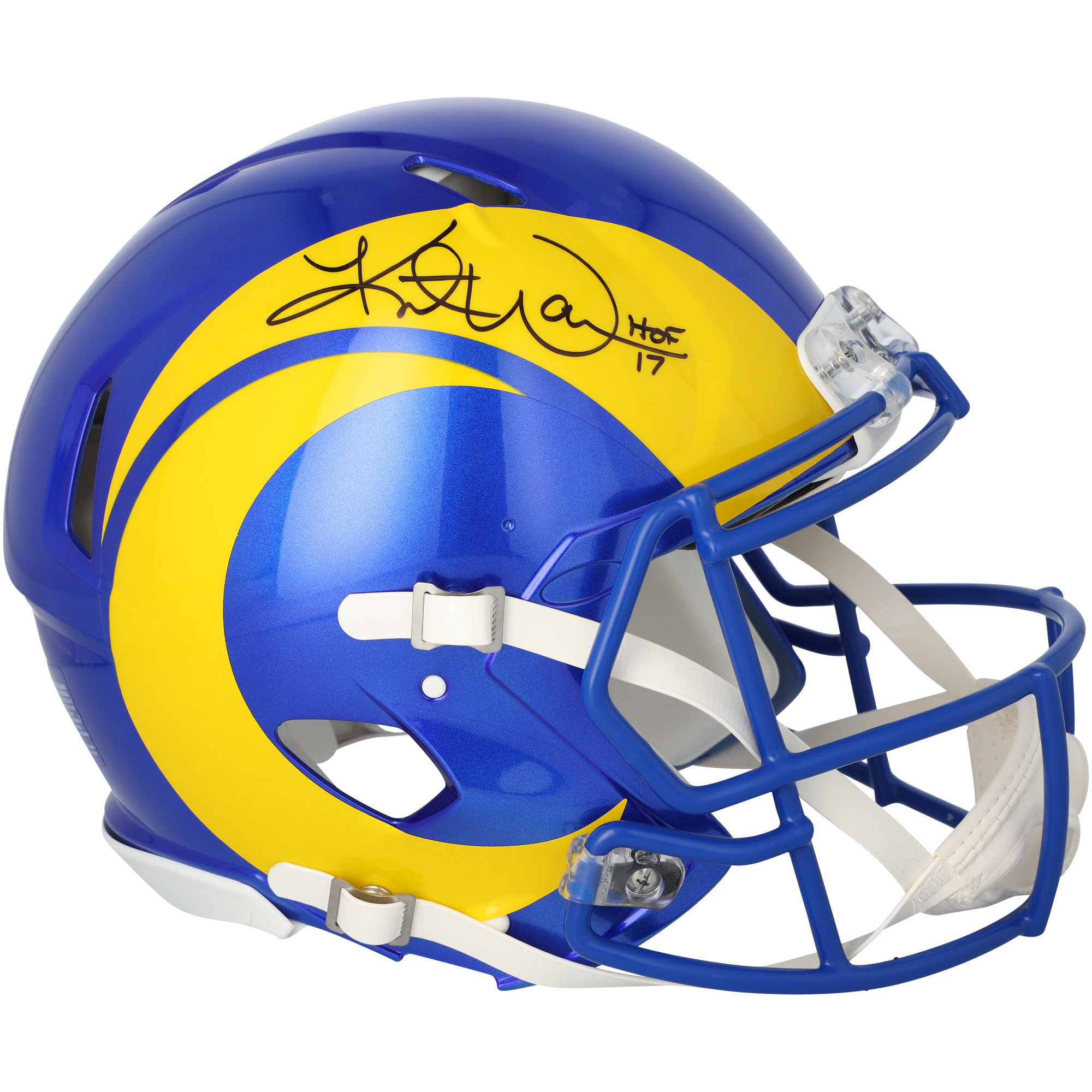 Kurt Warner Los Angeles Rams Autographed Riddell Speed Authentic Helmet with "HOF 17" Inscription