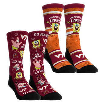 Unisex Rock Em  Maroon Virginia Tech Hokies SpongeBob SquarePants Two-Pack Crew Socks Set