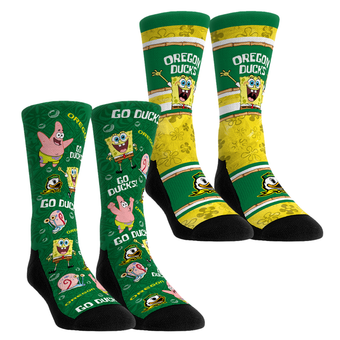 Unisex Rock Em  Green Oregon Ducks SpongeBob SquarePants Two-Pack Crew Socks Set