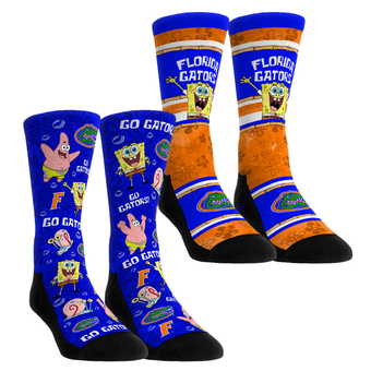 Unisex Rock Em  Blue Florida Gators SpongeBob SquarePants Two-Pack Crew Socks Set