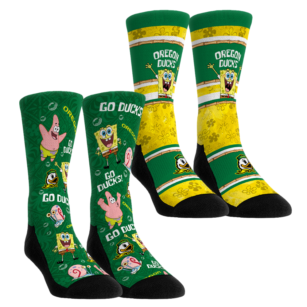 Youth Rock Em  Green Oregon Ducks SpongeBob SquarePants Two-Pack Crew Socks Set