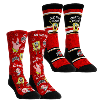 Youth Rock Em  Scarlet Ohio State Buckeyes SpongeBob SquarePants Two-Pack Crew Socks Set