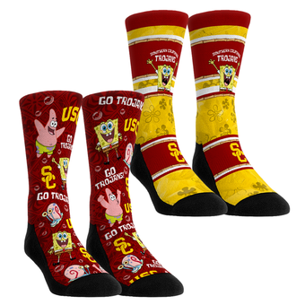 Youth Rock Em Socks USC Trojans SpongeBob SquarePants Two-Pack Crew Socks Set