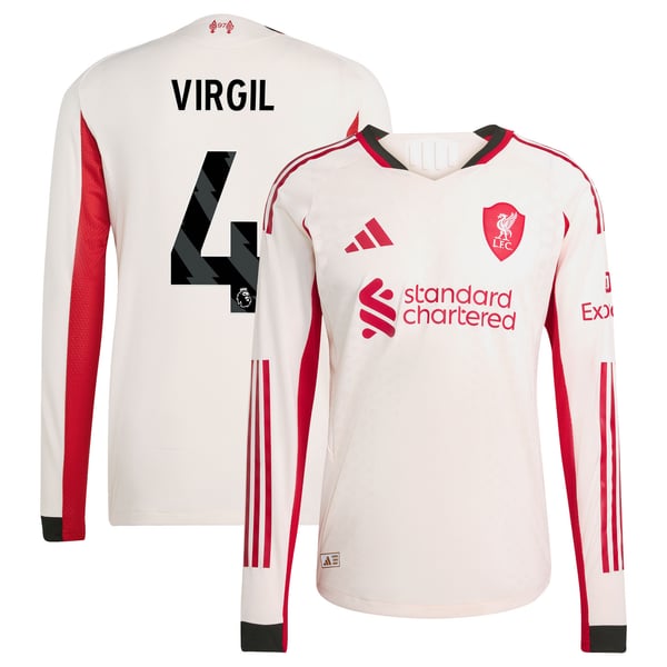Maillot Authentique adidas Liverpool Extérieur 25/26 - Manches Longues avec flocage Virgil 4