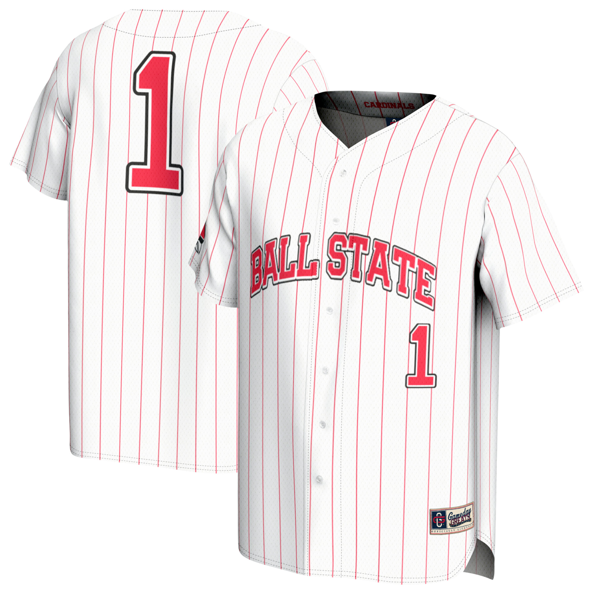 Youth GameDay Greats #1 White Ball State Cardinals Lightweight Collegiate Baseball Fashion Jersey Youth GameDay Greats #1 White Ball State Cardinals Lightweight Collegiate Baseball Fashion Jersey