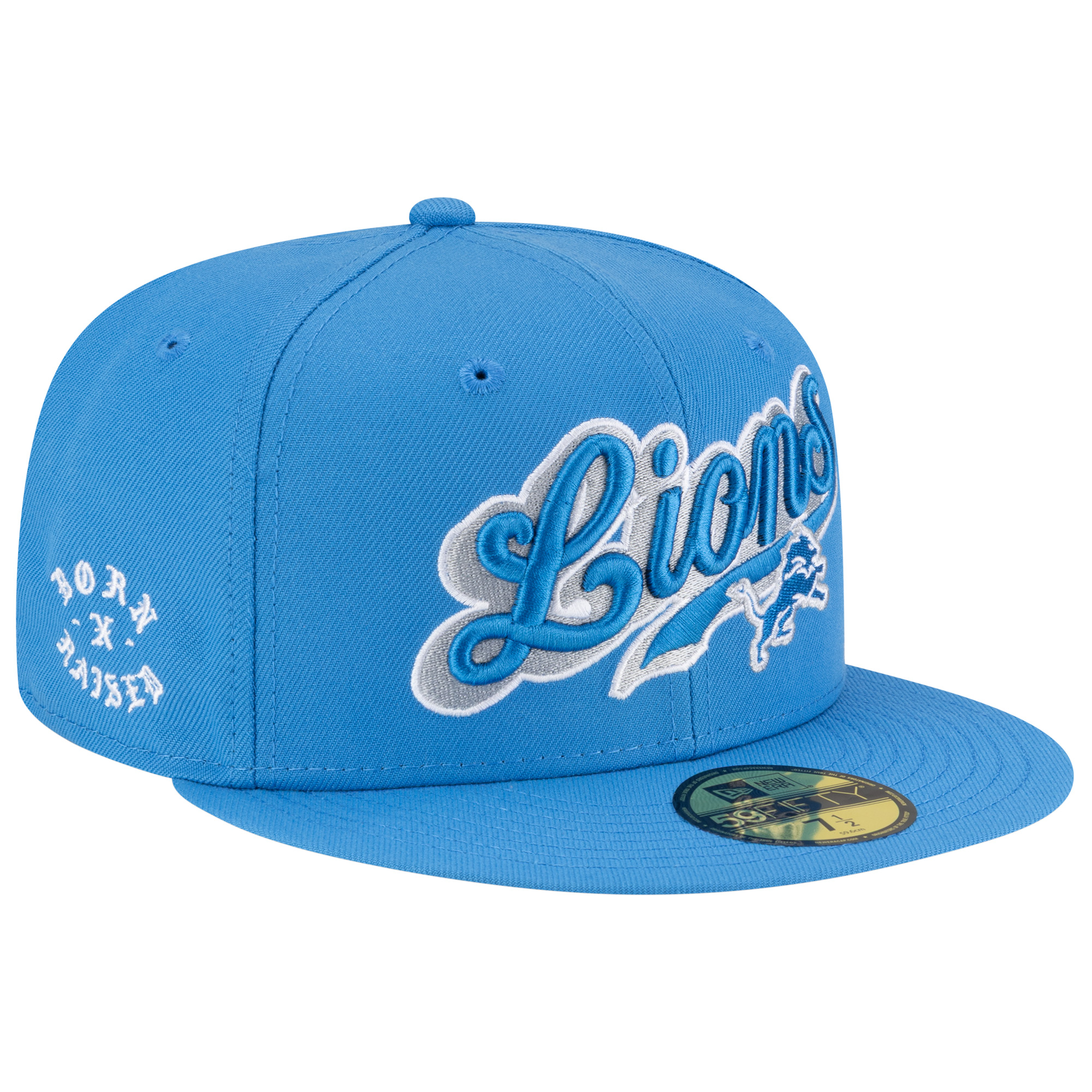Men's New Era Born x Raised Blue Detroit Lions 59FIFTY Fitted Hat