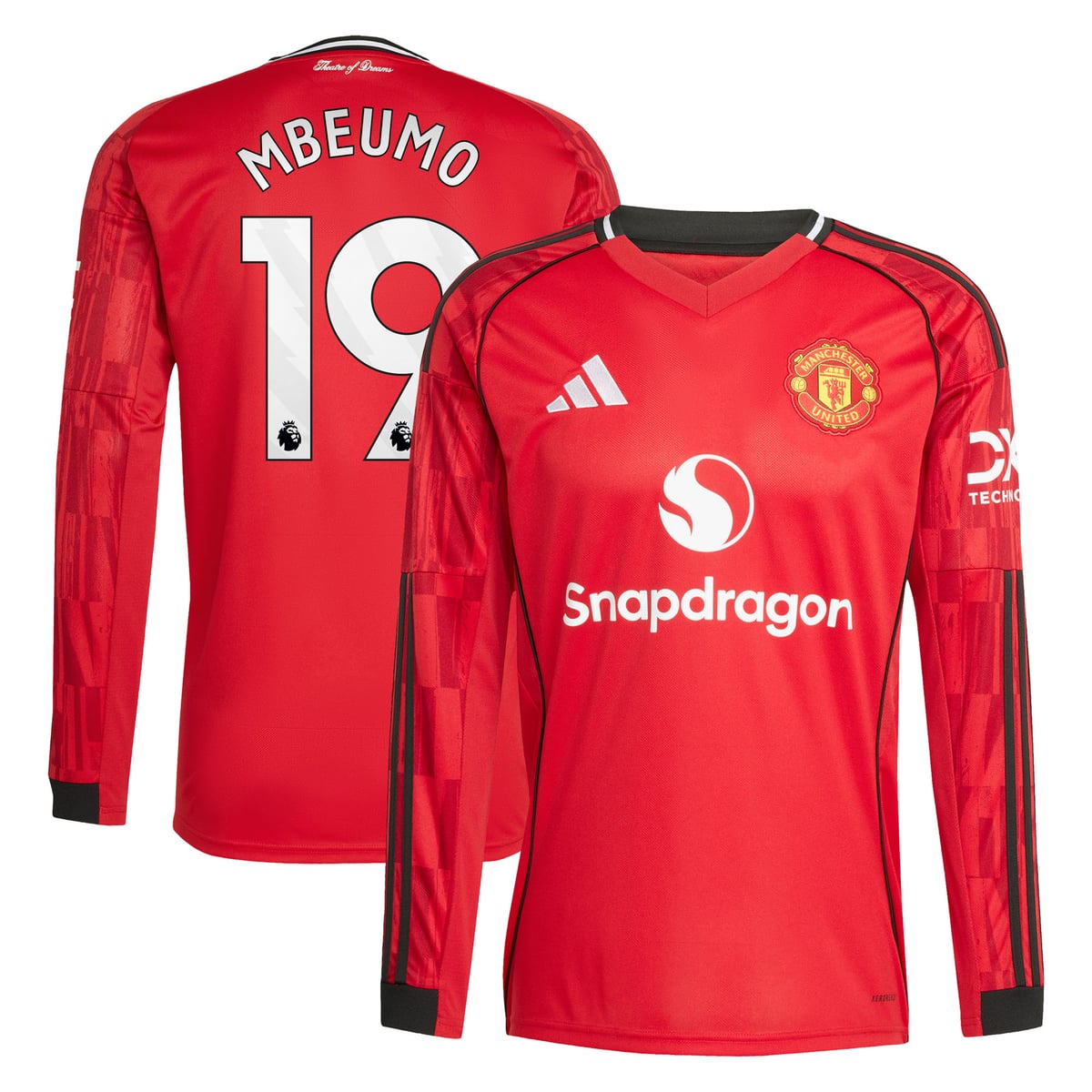 Maillot Domicile Manchester United adidas 2025-26 - Manches longues avec flocage Mbeumo 19