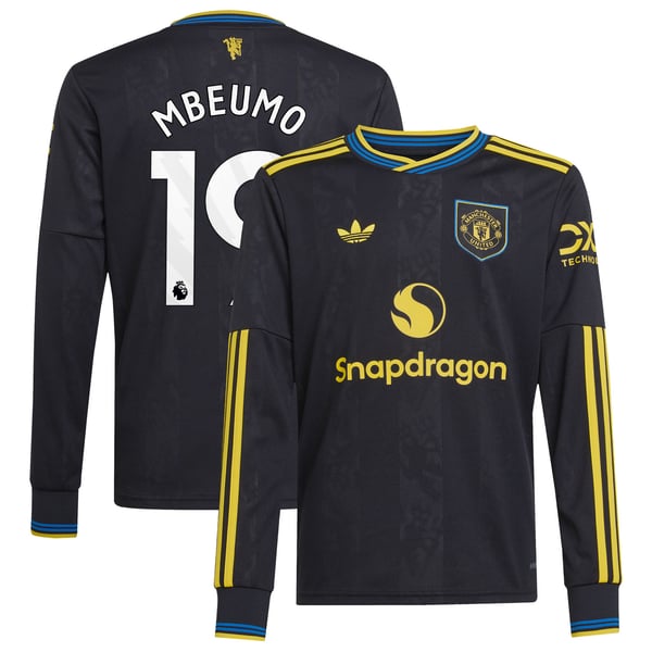 Troisième Maillot Manchester United adidas 2025-26 - Manches longues - Enfants avec flocage Mbeumo 19