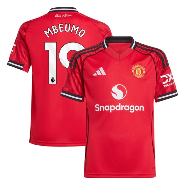 Maillot Domicile Manchester United adidas 2025-26 - Enfant avec flocage Mbeumo 19