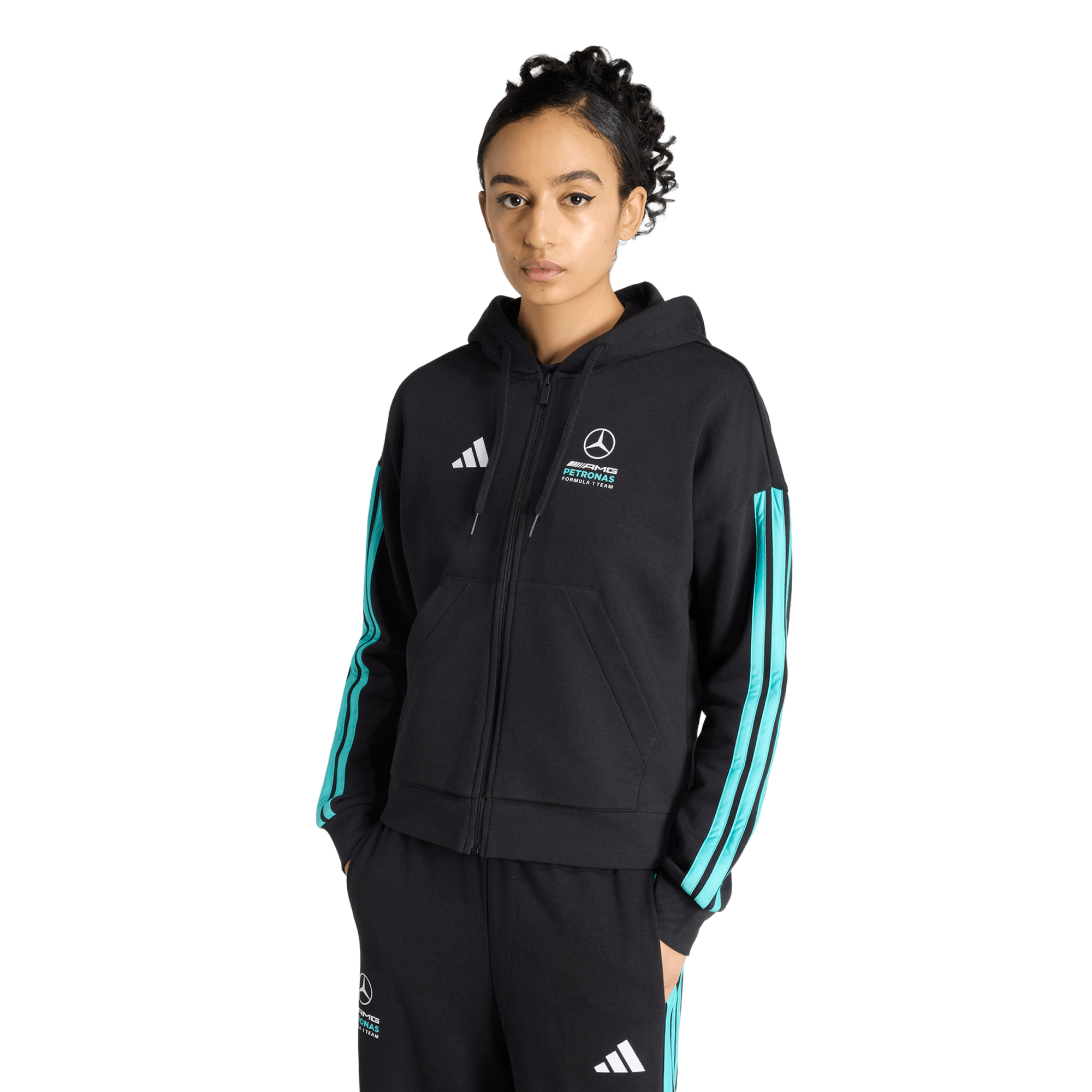 Sweat à capuche zippé Mercedes AMG Petronas adidas F1 Logo - Noir - Femme
