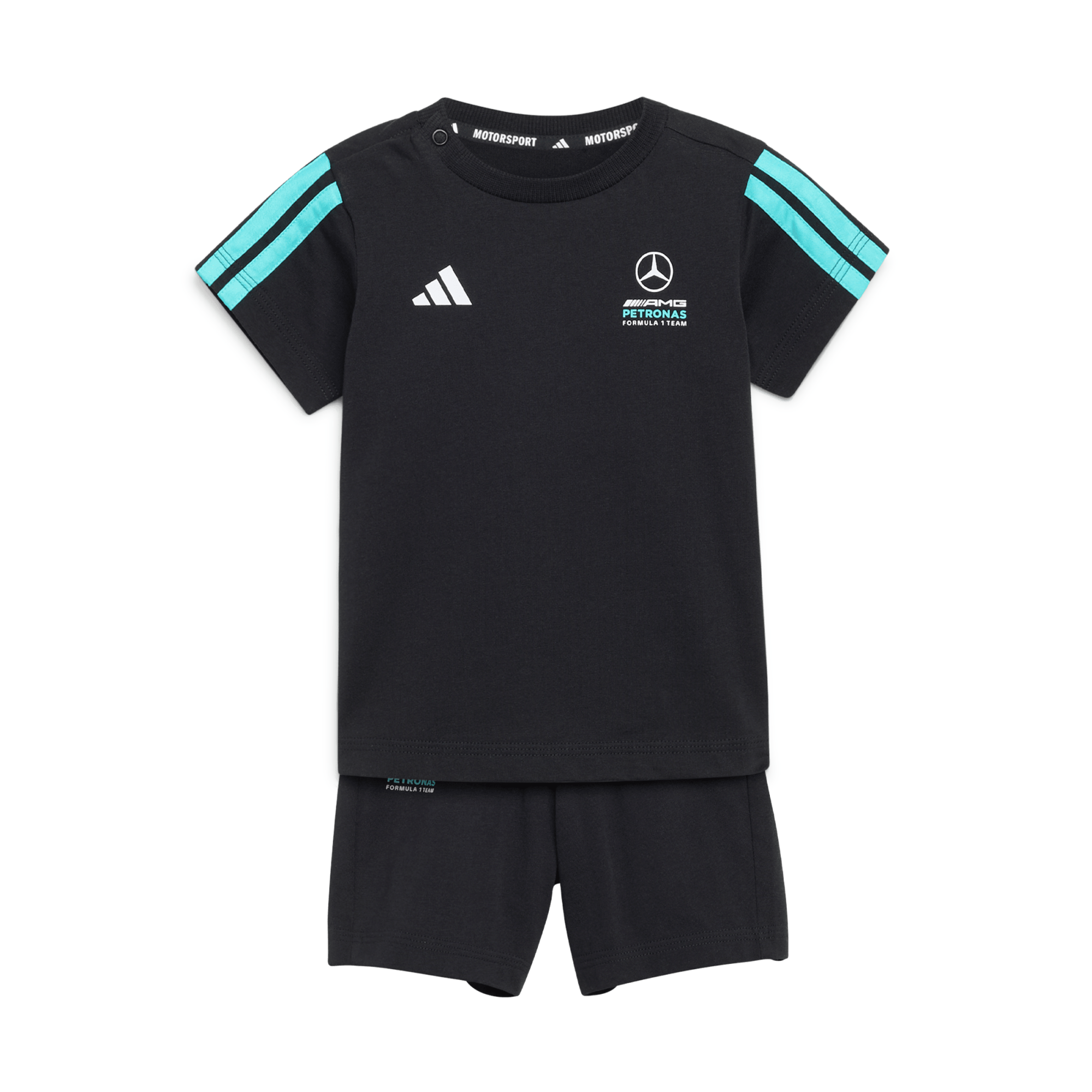 Mercedes AMG Petronas adidas F1 Shorts & T-Shirt Set – Schwarz Kleinkinder